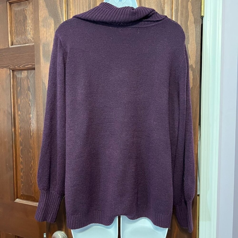Philosophy Dark Purple Cozy Sweater Cowl Neck 1X heathered - Picture 4 of 9